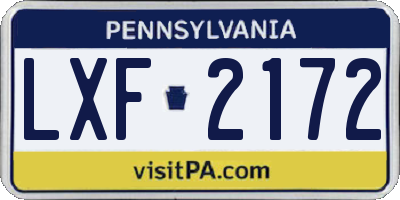 PA license plate LXF2172