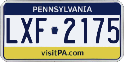 PA license plate LXF2175