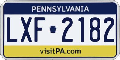 PA license plate LXF2182