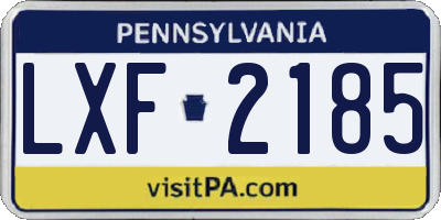 PA license plate LXF2185