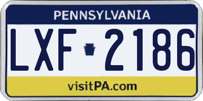 PA license plate LXF2186