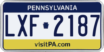 PA license plate LXF2187
