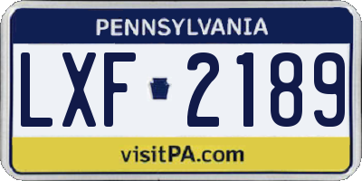 PA license plate LXF2189