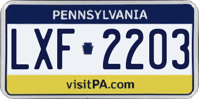 PA license plate LXF2203