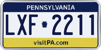 PA license plate LXF2211