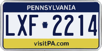 PA license plate LXF2214
