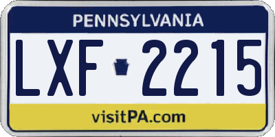 PA license plate LXF2215