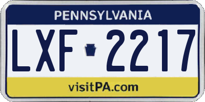 PA license plate LXF2217