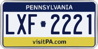 PA license plate LXF2221