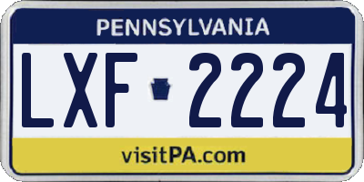 PA license plate LXF2224