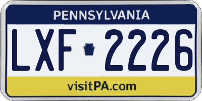 PA license plate LXF2226