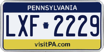 PA license plate LXF2229