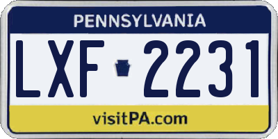 PA license plate LXF2231