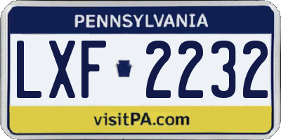 PA license plate LXF2232