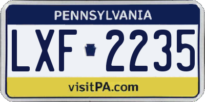 PA license plate LXF2235