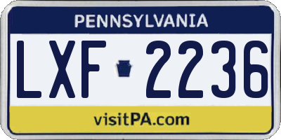 PA license plate LXF2236