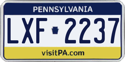 PA license plate LXF2237