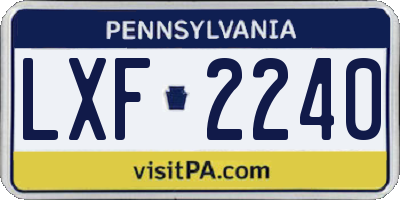 PA license plate LXF2240