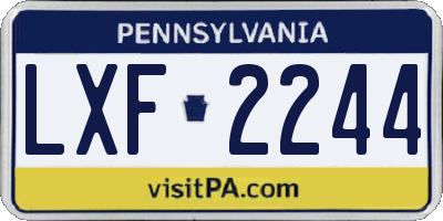 PA license plate LXF2244