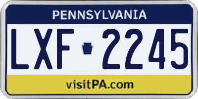 PA license plate LXF2245