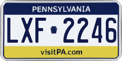 PA license plate LXF2246