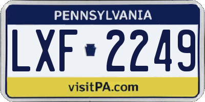 PA license plate LXF2249