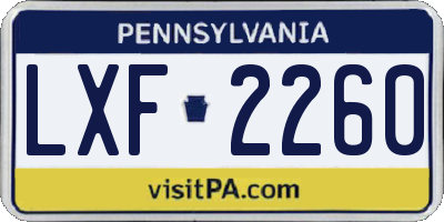 PA license plate LXF2260