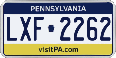 PA license plate LXF2262