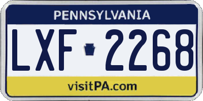PA license plate LXF2268