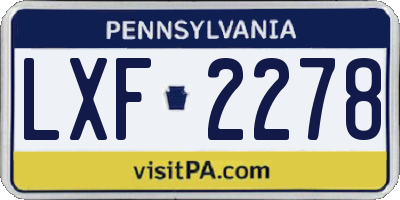 PA license plate LXF2278
