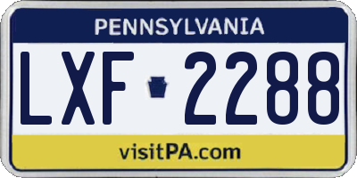 PA license plate LXF2288