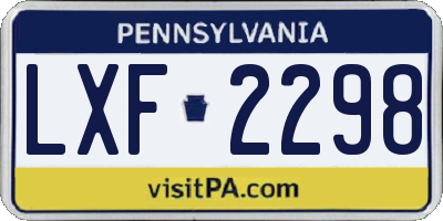 PA license plate LXF2298