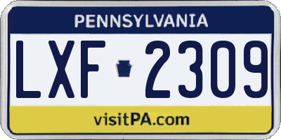PA license plate LXF2309