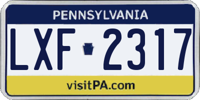 PA license plate LXF2317