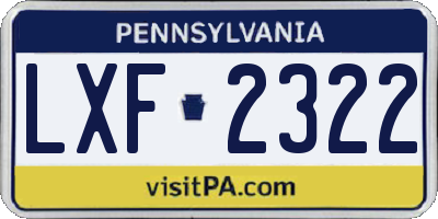 PA license plate LXF2322