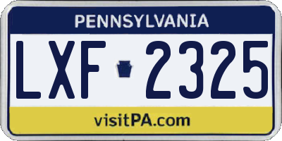 PA license plate LXF2325