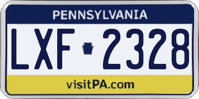 PA license plate LXF2328