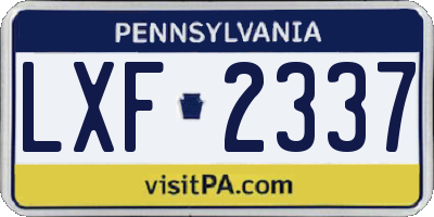 PA license plate LXF2337