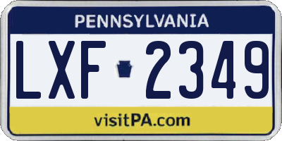 PA license plate LXF2349