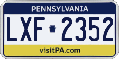 PA license plate LXF2352