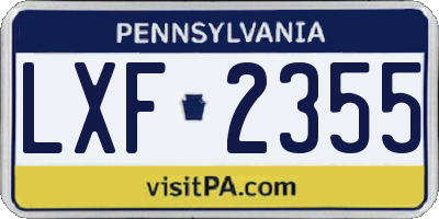PA license plate LXF2355