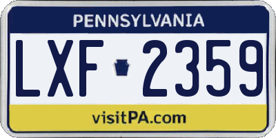 PA license plate LXF2359