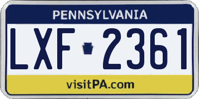 PA license plate LXF2361