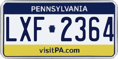 PA license plate LXF2364