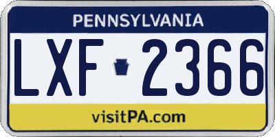 PA license plate LXF2366