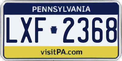 PA license plate LXF2368