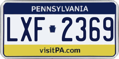 PA license plate LXF2369