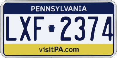 PA license plate LXF2374