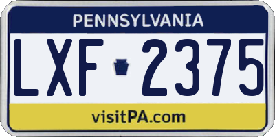 PA license plate LXF2375