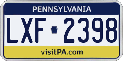 PA license plate LXF2398